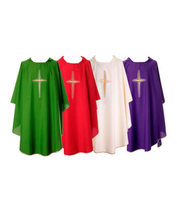 Kit de casullas 4 colores cruz bordada