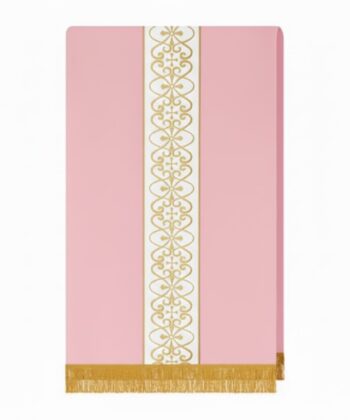 Cubre ambón rosa patrón blanco y dorado