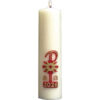 Vela de altar con Relieve de Cruz Radiante y Crismón Rojo